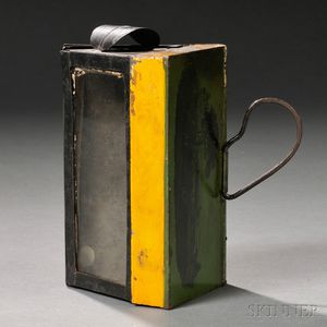 Small Transfer-decorated Tin Book-form Candle Lantern