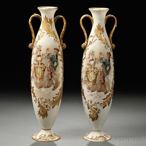 Pair of Mount Washington Glass Colonial Ware Vases