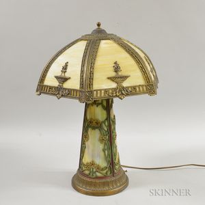 Art Nouveau-style Leaded Glass Table Lamp