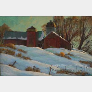 Nord Bowlen (American, 1909-2001) Old Barns.