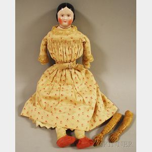 Pink-tint China Shoulder Head Doll with Brown Eyes