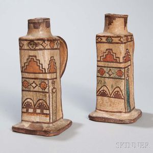 Zuni Polychrome Pottery Candle Holders
