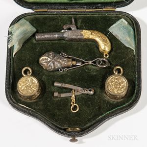 Miniature Percussion Pistol with Case and Accessories