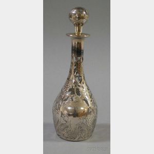Silver Overlay Colorless Glass Decanter