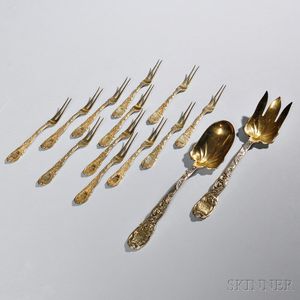 Fourteen Pieces of Tiffany & Co. Chrysanthemum Pattern Sterling Silver Flatware