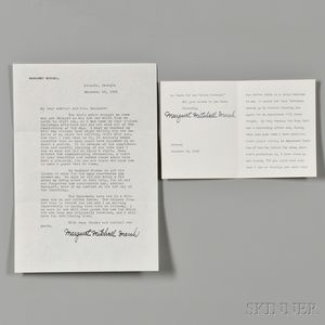 Mitchell, Margaret (1900-1949) Two Typed Letters Signed, 1941 and 1942.