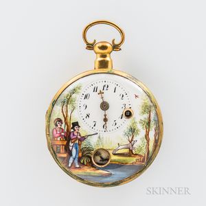 Painted Porcelain Dial Open-face Watch