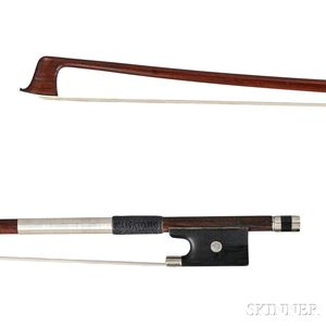 French Nickel Silver-mounted Violin Bow, School of Bazin
