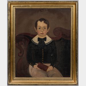 William Kennedy (Maryland/Massachusetts/New Hampshire, 1817-1871) Portrait of a Boy Seated on an Empire Sofa with a Red Book