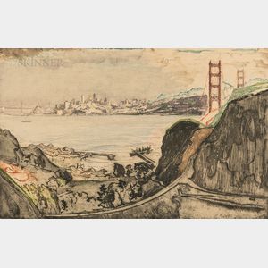 Max Pollak (Czech/Austrian, 1886-1970) San Francisco Between the Bridges