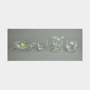 Four Steuben Colorless Glass Table Items.