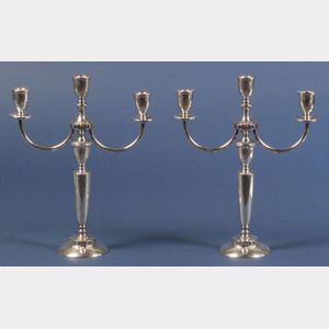 Pair of Mueck-Cary Co. Sterling "Flanders" Three Light Convertible Candelabra