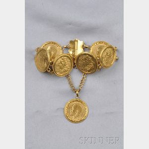 British Gold Sovereign and High-karat Gold Bracelet