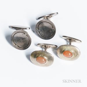 Two Pairs of Georg Jensen Sterling Silver Cuff Links