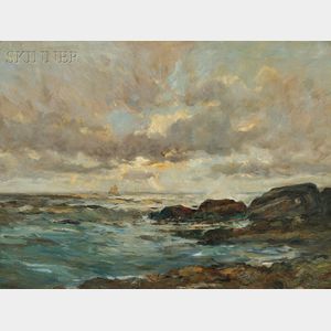 Charles Paul Gruppe (American, 1860-1940) Sunset Mass. Coast
