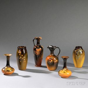 Six Rookwood Arts & Crafts Pottery Vases