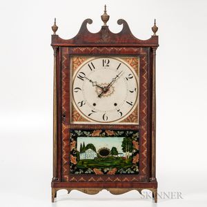 Paint-decorated and Stenciled Mark Leavenworth Pillar & Scroll Clock