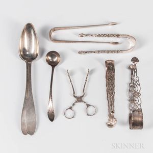 Eight Pieces of English and European Silver Flatware