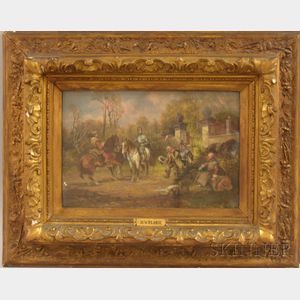 Two Framed 19th Century Oil on Panel Genre Scenes with Cavaliers