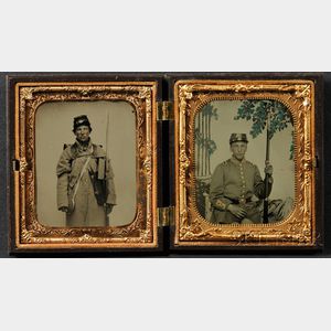 Sixth Plate Tintype and Ambrotype Portraits of Two Young Soldiers