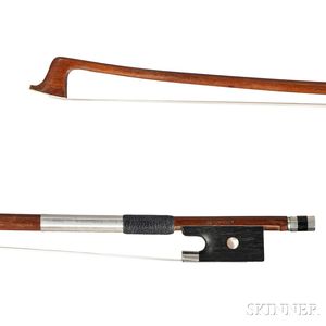 French Nickel Silver-mounted Violin Bow, Jerome Thibouville-Lamy