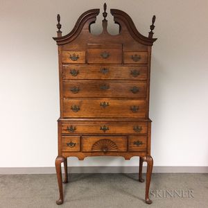 Queen Anne Carved Cherry Bonnet-top High Chest