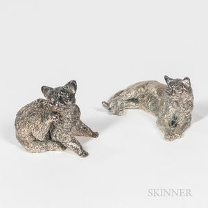 Two Sterling Silver Weighted Cat Figures