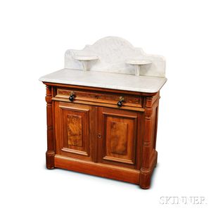 Renaissance Revival Marble-top Walnut Washstand