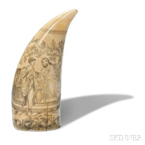 Scrimshaw Whale's Tooth with Biblical Scene
