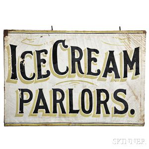 Painted Canvas "ICE CREAM PARLORS" Sign