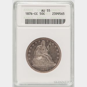 1876-CC Seated Liberty Half Dollar, ANACS AU55. 