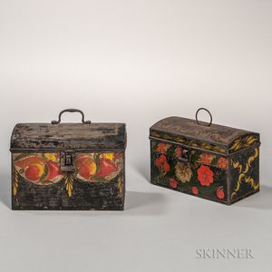 Two Painted Tin Document Boxes