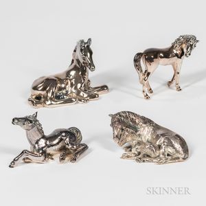 Four Sterling Silver Weighted Horse Figures