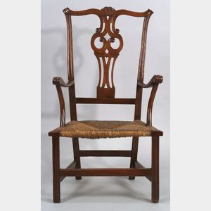 Chippendale Cherry and Birch Carved Armchair