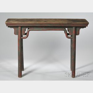 Asian Export Painted Carved Wood Altar Table