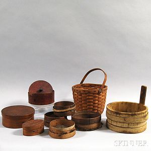 Nine Wooden Domestic Items