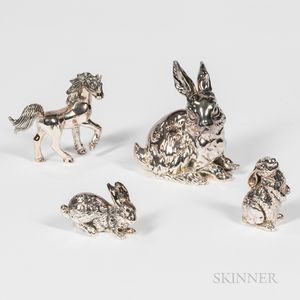 Four Sterling Silver Weighted Figural Animals