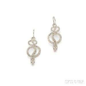 18kt Gold and Diamond "Snake-Tree" Earrings, Ileana Makri