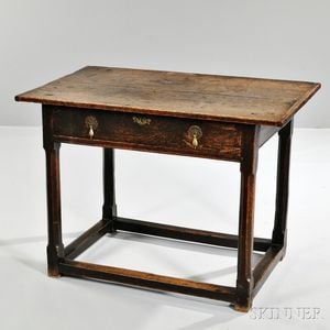 William & Mary Oak One-drawer Tavern Table