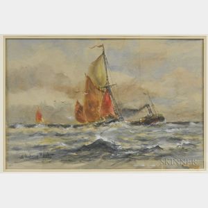 Edmund Aubrey Hunt (American, 1855-1922) Vessels in Choppy Waters