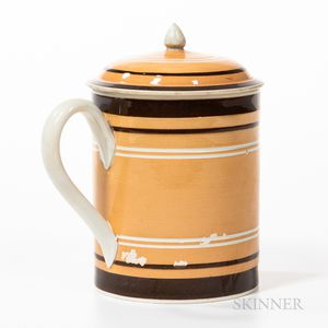 Slip-decorated Creamware Covered Pint Mug