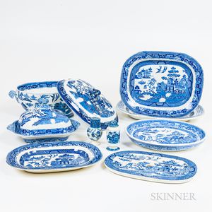 Group of Blue Willow Stoneware Tableware