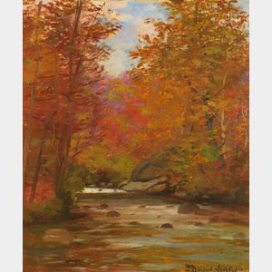 Daniel Santry (American, 1867-1915) Lot of Three Landscapes: Trout Stream in Autumn; Franconia, NH, Last Days of Winter