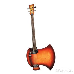 Mosrite Custom Axe Electric Bass Guitar, c. 1980,