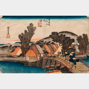 Utagawa Hiroshige (1797-1858),Hodogaya: Shinmachi Bridge