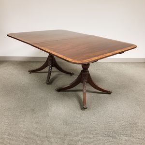 Federal-style Inlaid Mahogany Double-pedestal Dining Table