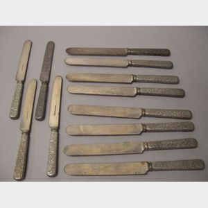 Tiffany & Co. Silver Plated Set of Eight Dinner and Four Luncheon Knives.