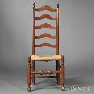Red-stained Slat-back Side Chair