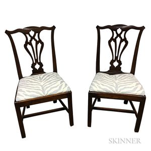 Pair of Chippendale-style Carved Hardwood Side Chairs