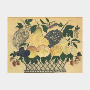 American School, 19th Century A Theorem: An Assortment of Fruit in a Basket.